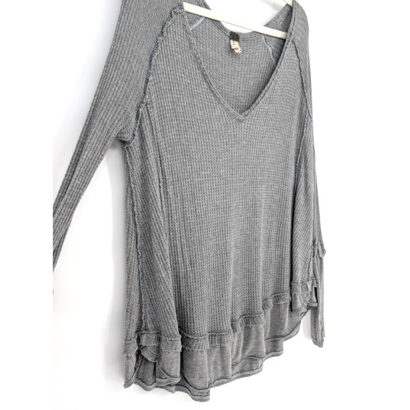 We The Free Laguna Thermal Waffle Knit Tunic Large Gray Boho Lounge Grunge - Picture 3 of 10